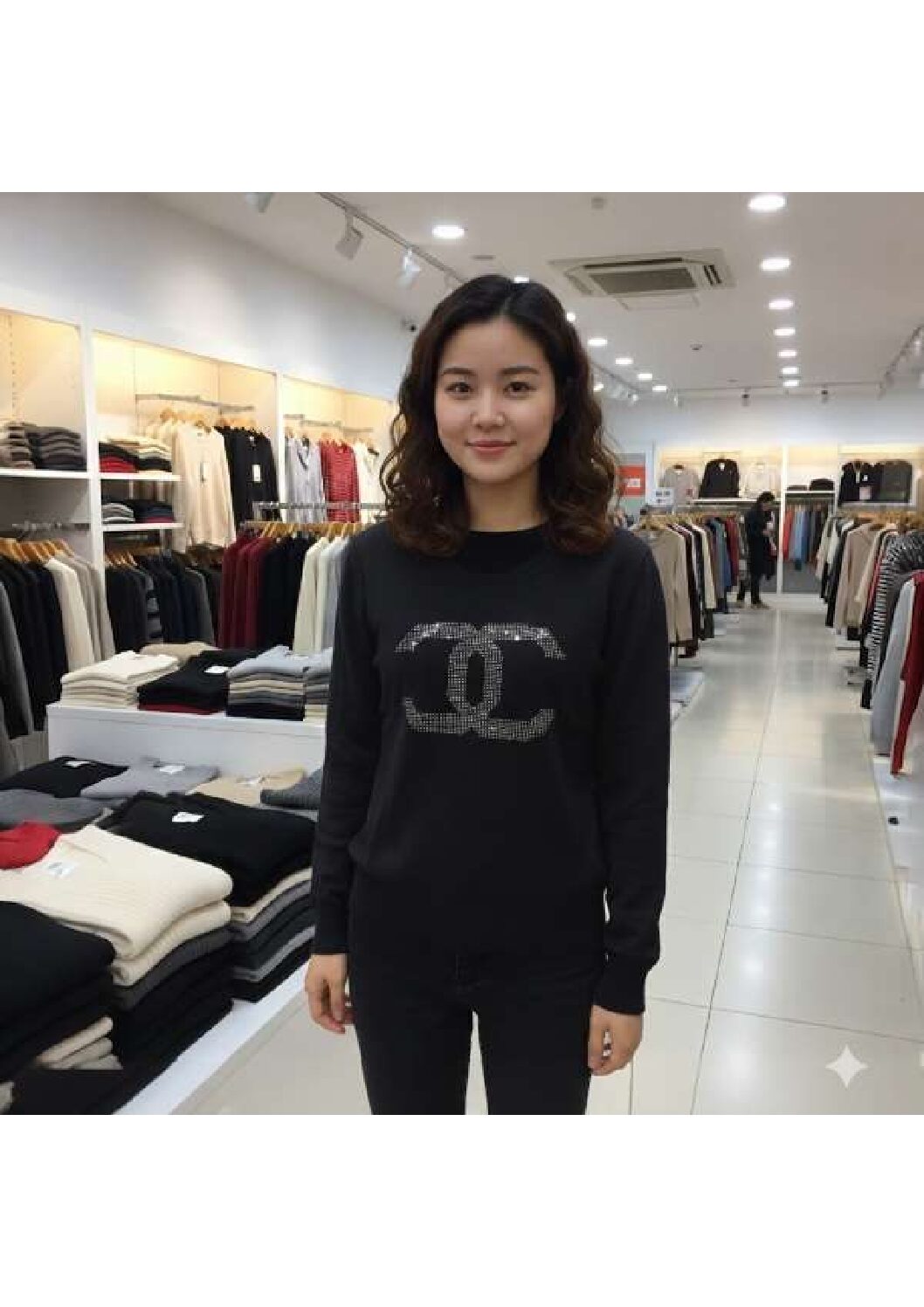 Women top sweater with Swarovski work