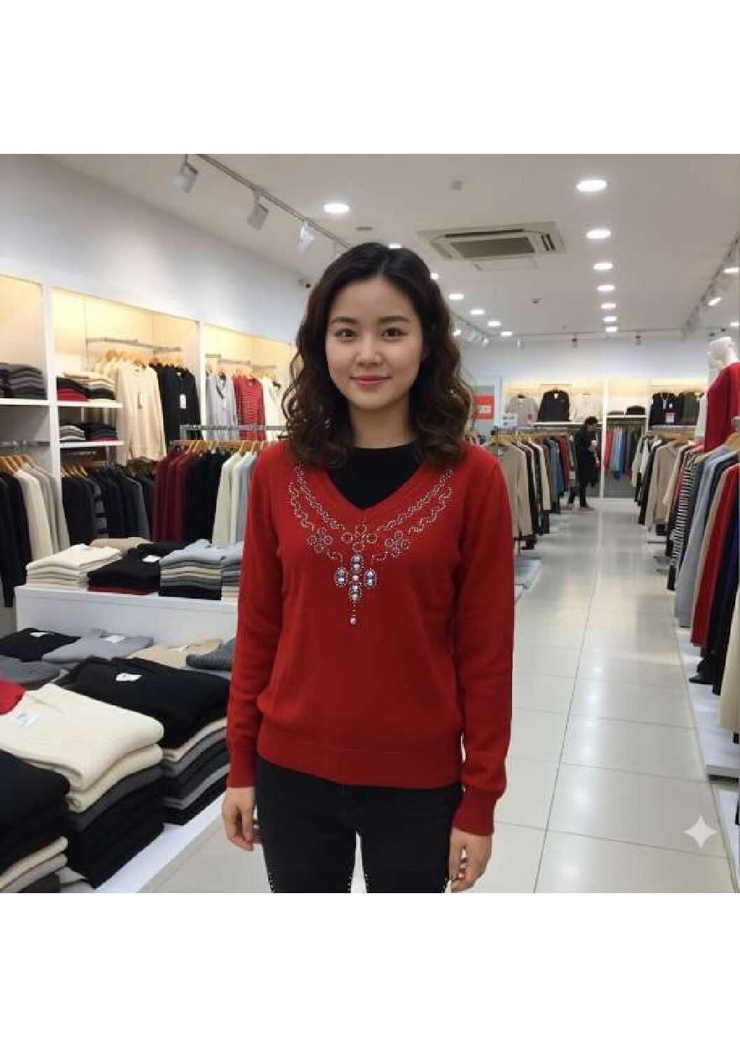 Women top sweater with Swarovski